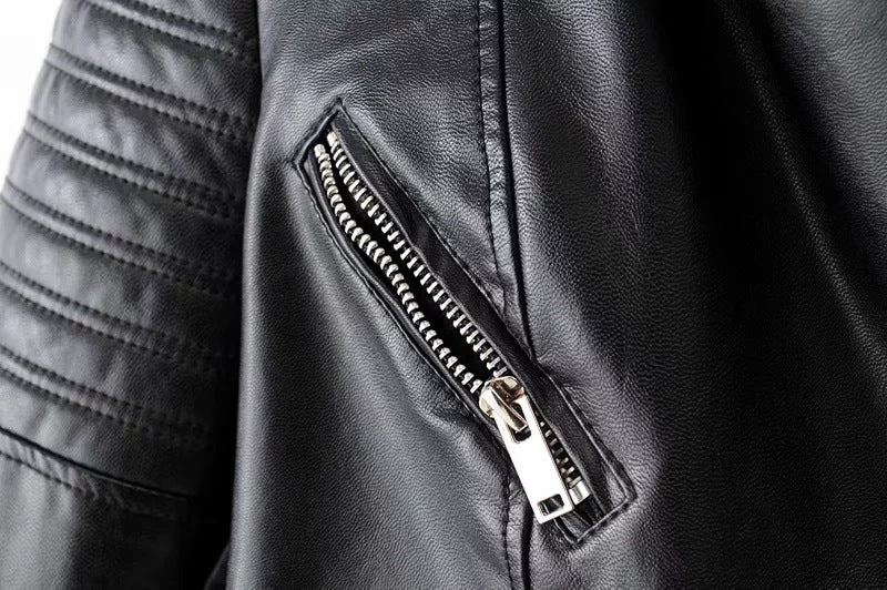 2019 Women's Slim Fit PU Leather Biker Jacket