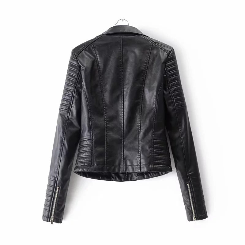 2019 Women's Slim Fit PU Leather Biker Jacket
