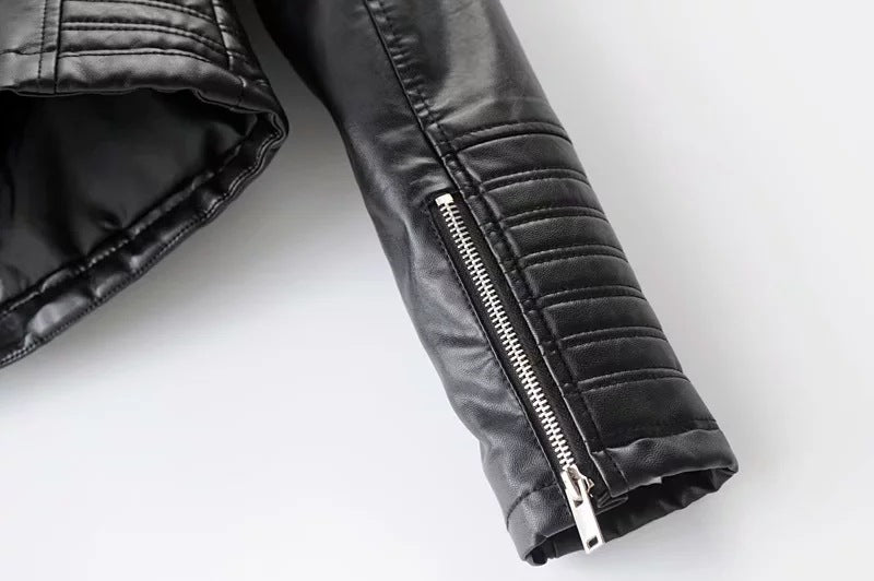 2019 Women's Slim Fit PU Leather Biker Jacket