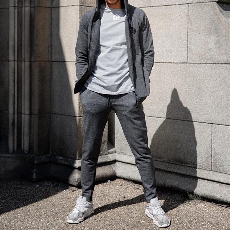 Men's Slim Fit Outdoor Running Pants with Zipper Pockets