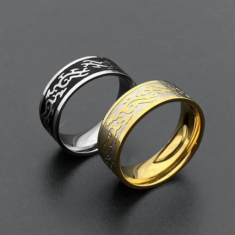Titanium Steel Dragon Pattern Fashion Ring