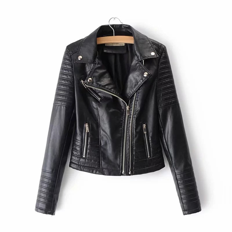 2019 Women's Slim Fit PU Leather Biker Jacket