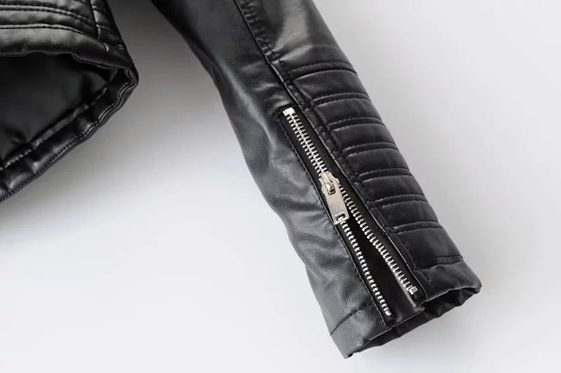 2019 Women's Slim Fit PU Leather Biker Jacket