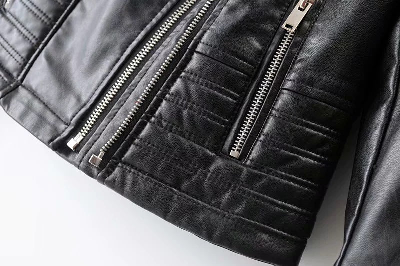 2019 Women's Slim Fit PU Leather Biker Jacket